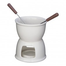 Fondue set voor chocolade, wit