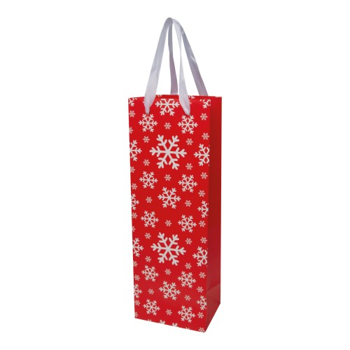 Weihnachtstragetüte aus Papier für eine Flasche ADELHEID, rot Weihnachtstragetüte aus Papier für eine Flasche ADELHEID, rot