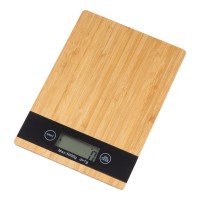 Keukenweegschaal van bamboe met zwart display, beige