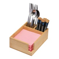 Servet- en bestekhouder. klein, beige
