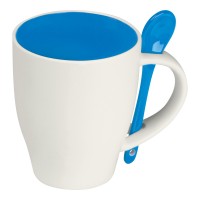 Porseleinen mok met lepel, blauw