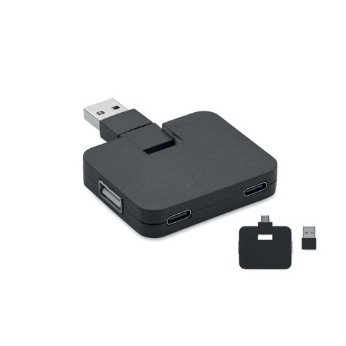 SQUARE-C 4 port USB hub SQUARE-C, black