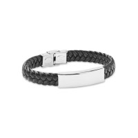 FAULET Gevlochten kunstleren armband FAULET, zwart