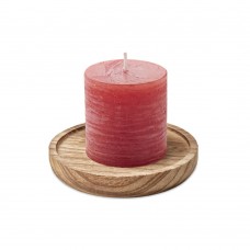 PENTAS Candle on round wooden base PENTAS, red