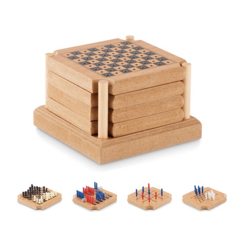 COASTGAME 4-delig set onderzetters spel COASTGAME, hout