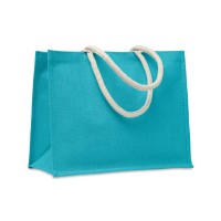 AURA Jute tas met katoenen hengsels AURA, turquoise