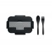 MAKAN Lunch box with cutlery in PP MAKAN, black