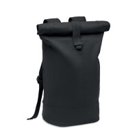 ZURICH ROLL Rolltop gewassen canvas rugzak ZURICH ROLL, zwart