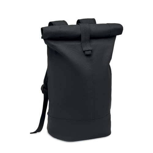 ZURICH ROLL Rolltop gewassen canvas rugzak ZURICH ROLL, zwart