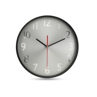 RONDO Wall clock w silver background RONDO, black