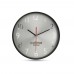 RONDO Wall clock w silver background RONDO, black