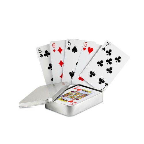 AMIGO Playing cards in tin box AMIGO, matt silver