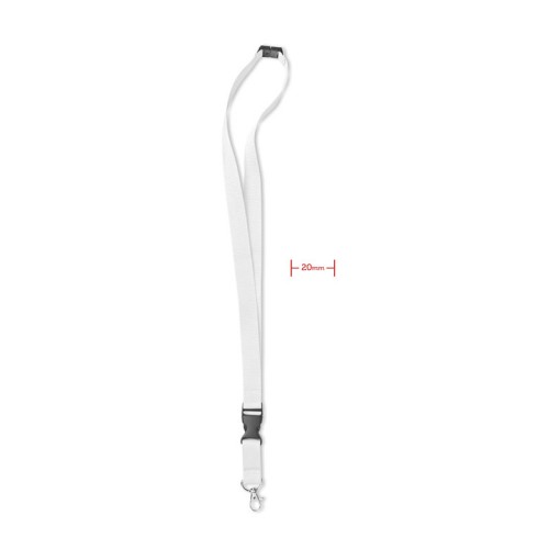 LANY Lanyard. metalen haak. 20 mm, wit