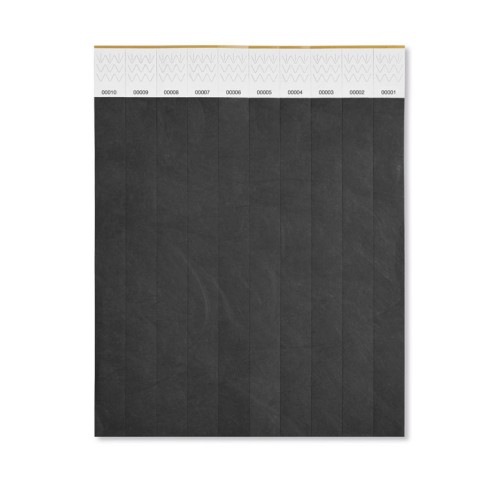 TYVEK One sheet of 10 wristbands TYVEK, black