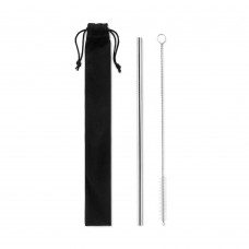 COLD STRAW SS straw and brush in pouch COLD STRAW, matt silver