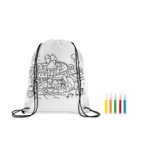 CARRYDRAW Non woven kids bag with pens CARRYDRAW, white