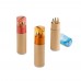 ROLS. Pencil box tube with 6 coloured pencils and sharpener, red