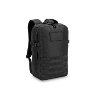 EDINBURGH BPACK. Rugzak in militaire stijl van 600D gerecycled polyester met hoge dichtheid en voering van 210D gerecycled polyester 17.3“, zwart