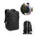 EDINBURGH BPACK. Rugzak in militaire stijl van 600D gerecycled polyester met hoge dichtheid en voering van 210D gerecycled polyester 17.3“, zwart