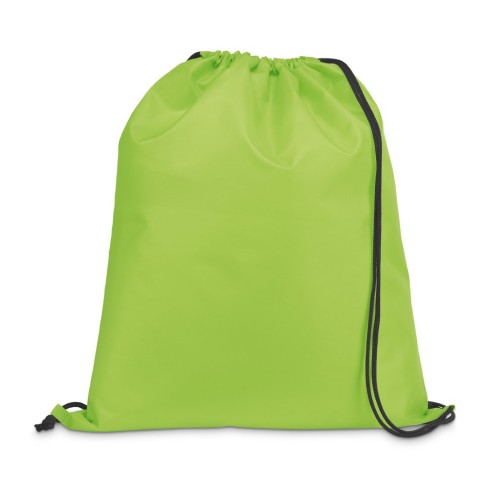 CARNABY. 210D rugzak met zwarte trekkoorden, lichtgroen