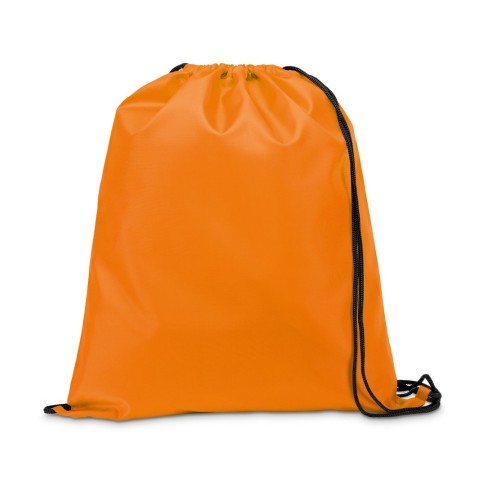 CARNABY. 210D rugzak met zwarte trekkoorden, oranje