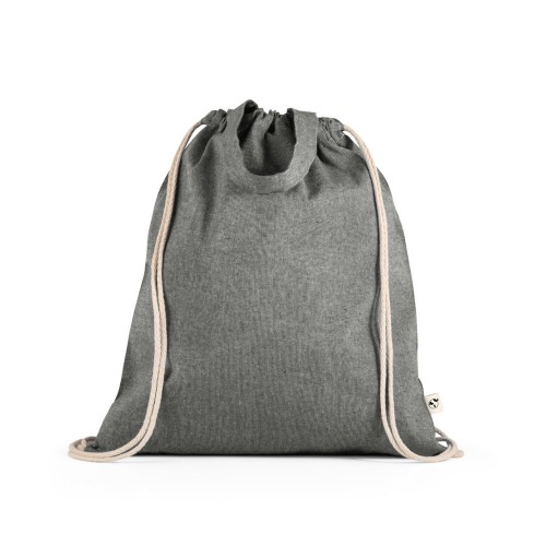 RISSANI. Tas met trekkoord van gerecycled katoen (70%) en polyester (30% rPET) (140 g/m²), zwart