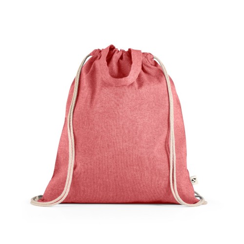 RISSANI. Tas met trekkoord van gerecycled katoen (70%) en polyester (30% rPET) (140 g/m²), rood