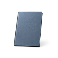 COFFEEPAD RIGID. A5 notepad with hard cover made from coffee husk waste (65%), blue