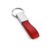 WATOH. Round metal and PU keyring, red