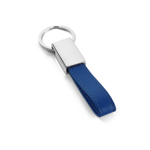 WATOH. Round metal and PU keyring, royal blue