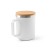 LAUDA. Mok in 90% gerecycled roestvrij staal met bamboe deksel 420 mL, wit