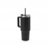 JOYNER XL. Grote roestvrijstalen reisbeker (91% gerecycled) met vacuüm geïsoleerde dubbele wand en een matte afwerking 1300 mL, zwart