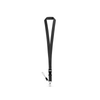 ANQUETIL. Polyester lanyard with metal carabiner, black