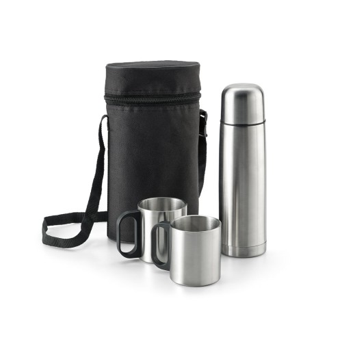 DURANT Set aus Edelstahl-Thermoskanne und Becher, Silber
