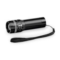 ZOOMIN. Aluminium zaklamp met zoomfunctie in 3 verschillende schijnstanden, zwart