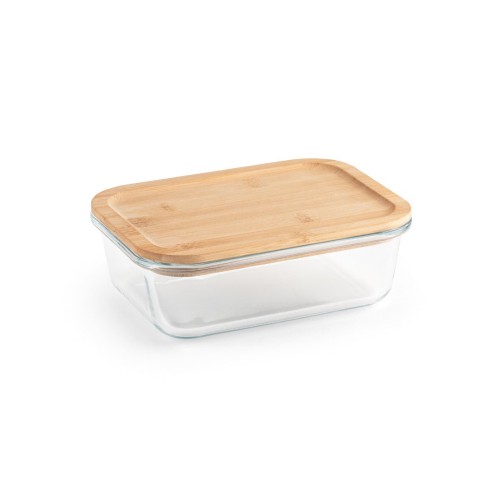 PORTOBELLO. Lunch Box. Hermetic box in borosilicate glass and bamboo lid 1000 mL, nature