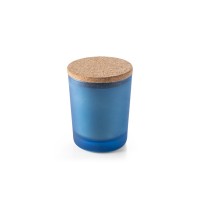 DUVAL. Aromatische kaars in glazen beker met houten deksel 180 g, blauw
