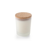 DUVAL. Aromatische kaars in glazen beker met houten deksel 180 g, wit