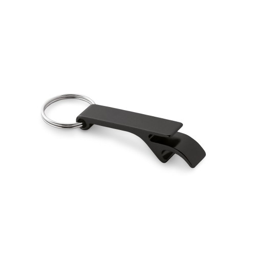 RE-BAITT. Sleutelhanger met capsuleopener van gerecycled aluminium (100% rAL), zwart