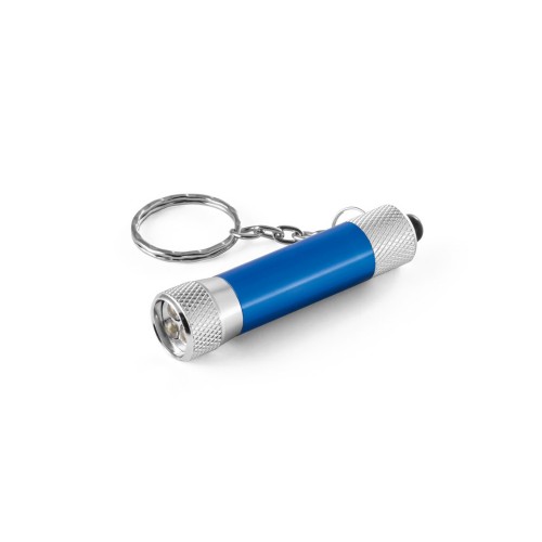 RE-LERGAN. Aluminium keyring (92% recycled) with 3-light LED torch, royal blue