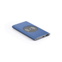 CASSINI. Power bank 4.000 mAh with 5W wireless charger in recycled aluminium (100% rAL), blue
