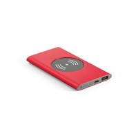 CASSINI. Power bank 4.000 mAh with 5W wireless charger in recycled aluminium (100% rAL), red