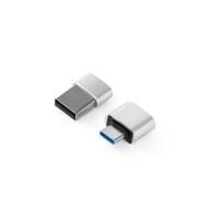 MINSKY Set aus 2 Aluminium USB-A / USB-C Adaptern, Satinsilber