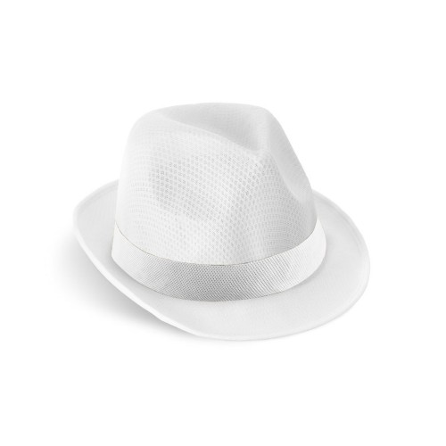 MANOLO POLI. Hoed van PP met wit polyester lint, wit