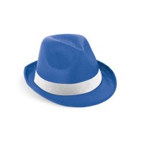 MANOLO POLI. Hoed van PP met wit polyester lint, royal blue