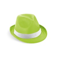 MANOLO POLI. Hoed van PP met wit polyester lint, lichtgroen