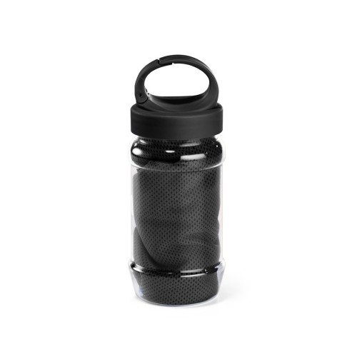 ARTX PLUS. Set with a PP and PET bottle and a polyamide and polyester sports towel, black