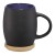 Hearth 400 ml ceramic mug with wooden coaster. Black, Blue