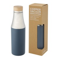 Hulan koperen vacuüm geïsoleerde roestvrijstalen fles van 540 ml met bamboe deksel, IJsblauw