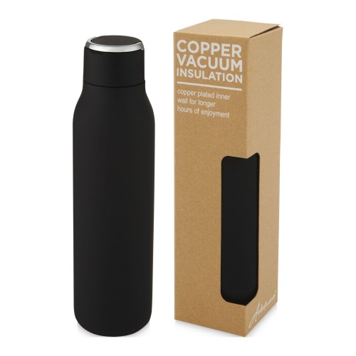 Marka 600 ml koperen vacuüm geïsoleerde fles met metalen lus, Zwart